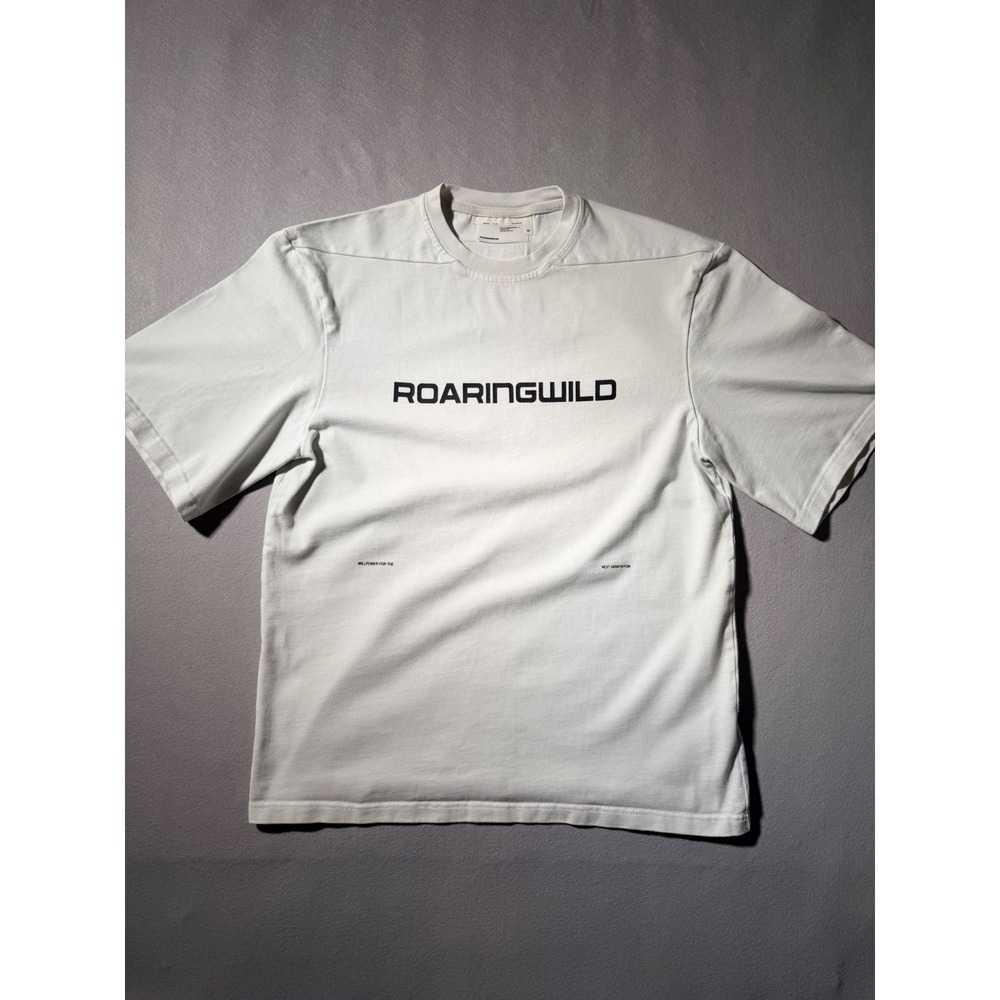 Roaringwild Logo Graphic T-Shirt Mens Medium White Streetwear Short Sleeve‎ Tee